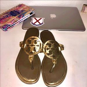 Gold Tory Burch Miller sandals